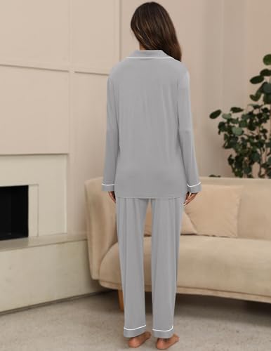 Image of ZMJ Womens Pajamas Sets 2 Piece Long Sleeve and Pant Pj Sets Button Up Sleepwear