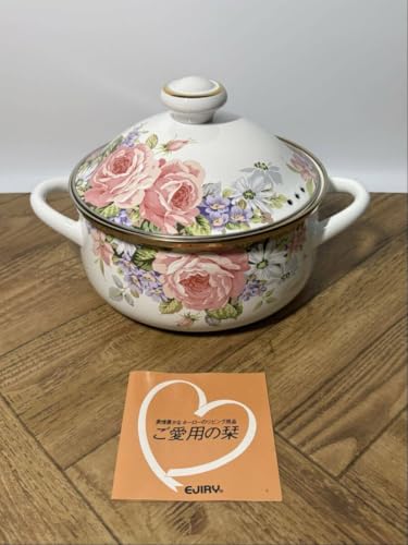 EJIRYエジリーホーロー鍋寸法:18cm 容量:2.2Lベルサイユ花柄両手鍋KN(324)