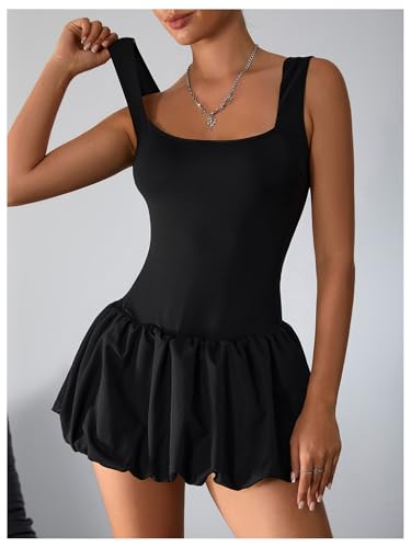Image of Milumia Women's Square Neck Bubble Mini Tank Dress Short Party Club Dresses