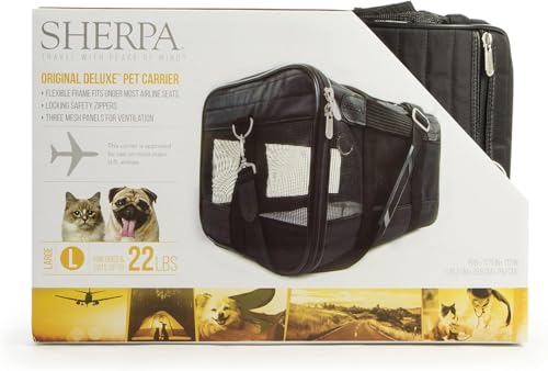 Sherpa Original Deluxe Travel Pet Carrier, Airline Approved - Black, Large by Sherpa - Used condition - Image 8