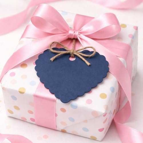 Image of CVANU Premium Gift Tags (60 Pcs) - 3 Designs Blank Hanging Tags with Pre-Punched Holes & Golden String for DIY Crafts| Gift Wrapping| Small Business & Labelling (Dark Blue1)
