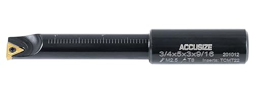 Miniatura 9 de AccusizeTools - Vástago redondo 34 pulgadas, 75 pulgadas, 90 grados, juego de barra de mandrinar indexable, # 2627-9108