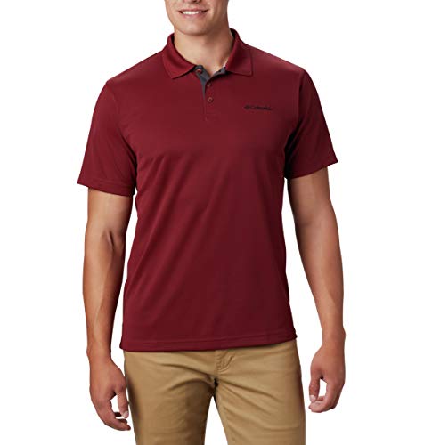 Columbia Men's Utilizer Short Sleeve Wicking Polo with UV Protection, red Jasper, Large