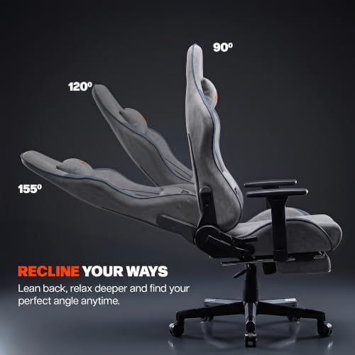 Image of BAYBEE Drogo Multi-Purpose Ergonomic Gaming Chair 7 Way Adjustable Seat 3D Armrest, Head & Lumbar Support Pillow Home & Office Chair with Full Reclining Back Footrest (Grey II)
