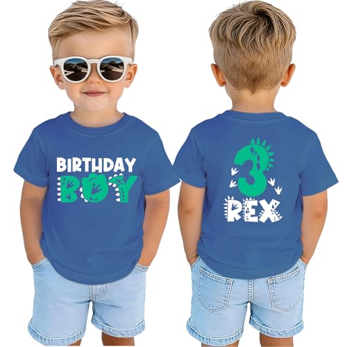 MULOIUDZ 3rd Birthday Boy Shirt Dinosaur Graphic Three Birthday Outfit 3 Years Old Boys T-Shirt Third B-Day Party Tees Tops(Navy Blue 3rd)