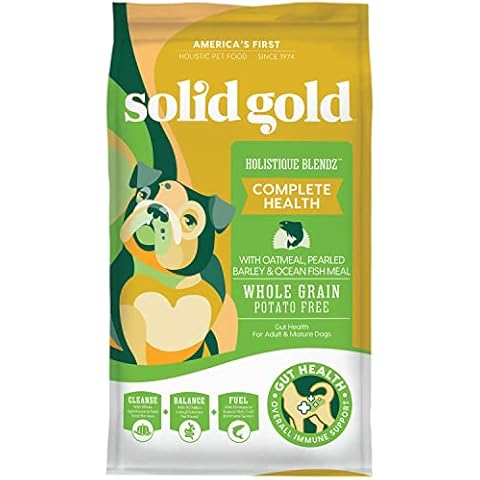 Solid Gold Dry Dog Food for Adult & Senior Dogs - Made with Oatmeal, Pearled Barley, and Fish Meal - Holistique Blendz Potato Free High Fiber Dog Food for Sensitive Stomach & Immune Support -24 LB Cover