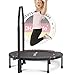 DH FitLife Fitness Indoor Trampolin klappbar ohne Installation | Ø102cm 40 Zoll Mini Trampoline | Tragfähigkeit 150 KG | 4 verstellbare Handgriffstufen | Stabiler und leiser für Kinder u. Erwachsene