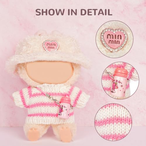 Vicloon Bekleidung für 17cm Plüsch, Puppenkleidungs Set für Puppe, Kuscheltier Kleidung Outfit, Puppenzubehör, Niedlich Outfit Accessoires für Puppen, Ideales DIY Kinder Geschenke,Gestreifter Pullover