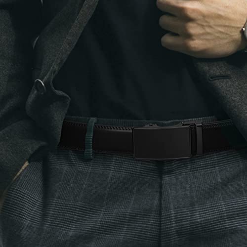 Image of Founders & C Men's Ratchet Belt 1 3 /8 inch,Leather Dress Belt Adjustable with Click Sliding Buckle Trim to Exact Fit