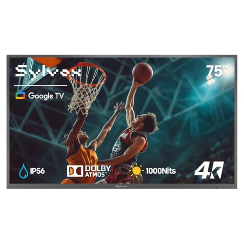 Image of SYLVOX Outdoor TV, 75 inch Waterproof Smart Outdoor TVs, 4K, HDR 10, Weatherproof,1000nits, Voice Assistant Remote, for Partial Sun Area(Deck Pro 3.0, Model)