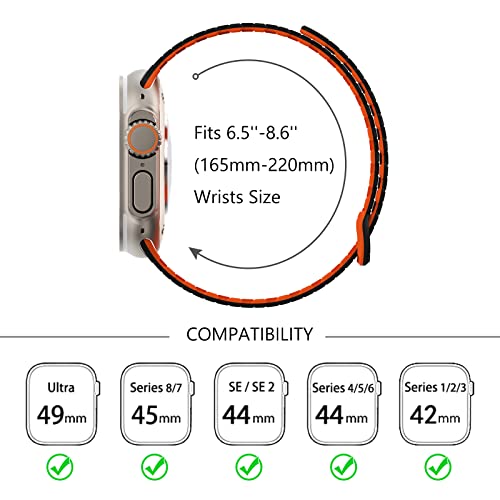 Wingle For Apple Watch Ultra Band 49Mm Series 8 Series 7 45Mm 44Mm 42Mm Men, Strong Magnetic Bands Bracelet Adjustable Silicone Sport Strap For Apple Watch Se 6 5 4 3 2 1 Iwatch Women,Black/Orange #TOP4