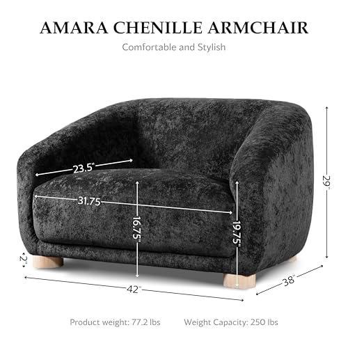 Sillón moderno con espuma y brazos inclinados negro miniatura 2
