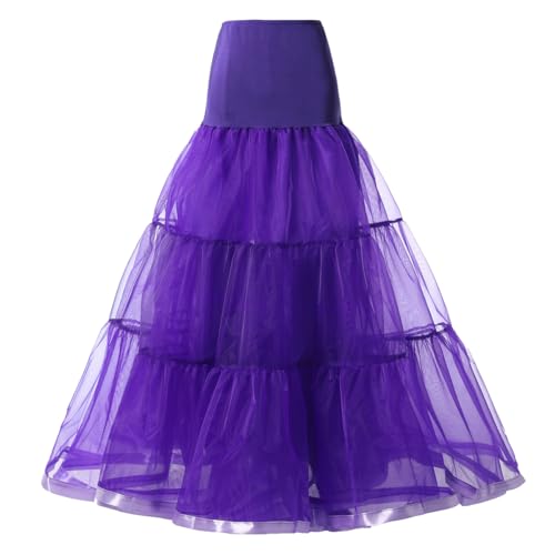 METEMEI Women's Floor Length Wedding Petticoat Long Underskirt for Formal Dresses Purple
