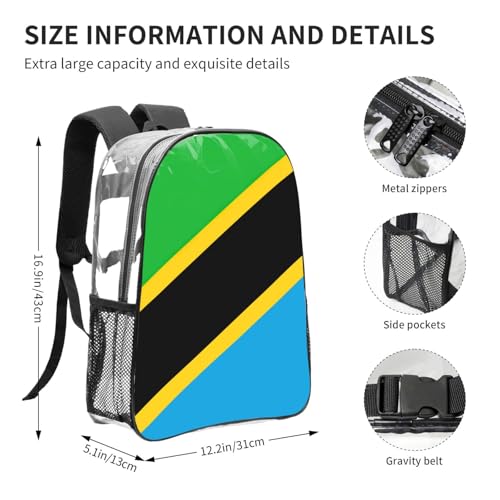 Sac à dos transparent imprimé drapeau Tanzanie One Size