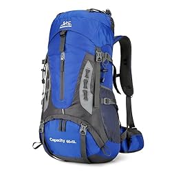 DEIUOGE Mochila de viaje impermeable de 70 l, moch...: Gran capacidad: esta mochila de camping tiene un generoso volumen de 70 litros, 12.9 pulgadas x 9.84 pulgadas x 2.77 pulgadas (33 x 25 x 68 cm), peso: 1.08 kg. Múltiples compartimentos frontales y un gran compartimento principal con cremalleras manti...