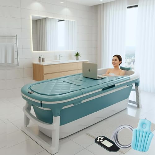 NUCARTURE Large bathtub for adults 6 Feet Foldable bath tub for b...