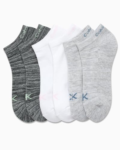 Image of Calvin Klein Womens No Show Socks - 6 Pack Breathable Cotton Blend Athletic Performance Low Cut Running Socks for Women