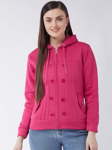Image of Pivl Casual Solid Full Sleeves Stylish Women Fleece Jacket with Zipper Hoodie II Hooded Neck II Winter Wear