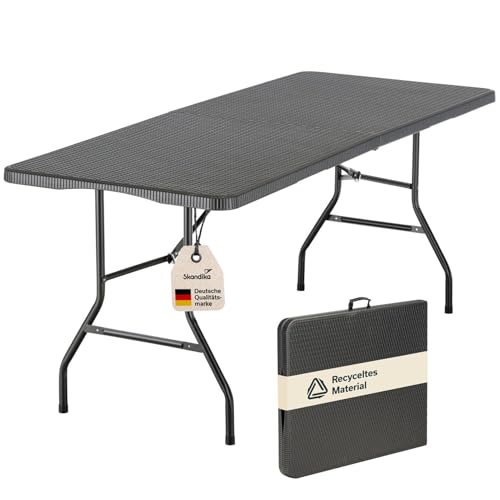 Skandika Klapptisch MASI | Gartentisch bis 200 kg belastbar, recyceltes HDPE-Material, Tisch klappbar, Stahlgestell, wetterfest, 180 cm, pflegeleicht | Balkontisch, Campingtisch Skandika Klapptisch MASI | Gartentisch bis 200 kg belastbar, recyceltes HDPE-Material, Tisch klappbar, Stahlgestell, wetterfest, 180 cm, pflegeleicht | Balkontisch, Campingtisch