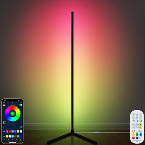AVCNUJ LED Floor Lamp, 65" Smart RGB Color Changing Corner Lamp w...