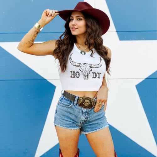 Cowgirl Western Cropped Tank Tops for Women Cowboy Shirts Country Concert Outfits Graphic Sleeveless Crop Tank Top3