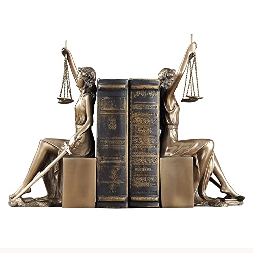 Greek Roman Goddess Of Justice Sculpture Statues Creative Imitation Bronze Lady Justice Resin Bookends Books Holder Home Decor Office Desktop Bookshelf Crafts,Bronze #TOP5