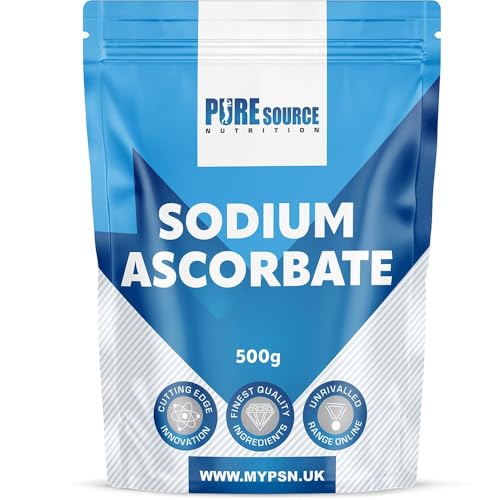 Pure Source Nutrition Pure Sodium Ascorbate Food Buffered Vitamin C L Ascorbic Acid Powder Food Grade 500g Vegan Supplements