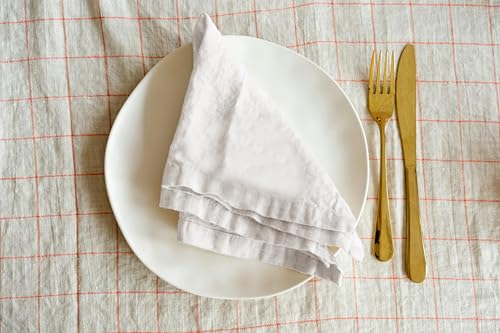 Image of R home Solid Cotton Table Napkins, Soft Cloth Napkins for Dining Table, Reusable & Washable, Ideal for Formal Dining, Cocktail Nights, Weddings, Home Bar & Table Decor (12, White)
