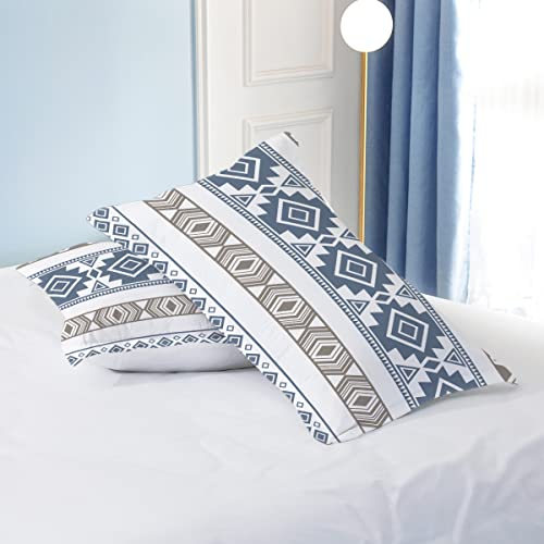 Soulzzz Bohemian Geometric Duvet Cover Set Twin Size Boho Blue Chevron Strip Gingham Comforter Cover Soft Lightweight Chic 3 Pieces Geometric Bedding Set No Comforter Included #TOP5