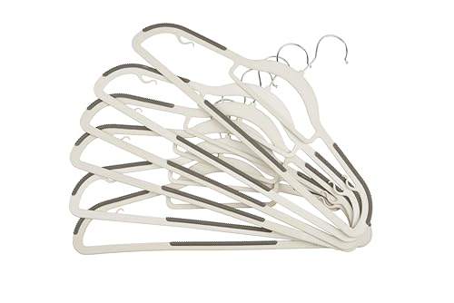 Image of Anti Slip Clothes Hangers - Space Saving Dry & Wet Hangers with Non-Slip Pads - Heavy Duty Coat, Suit, Underwear, Pants, Shirts - 10 Piece, Grey (Pack of 10)