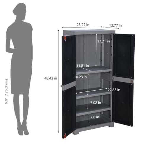 Image of Nilkamal Freedom FMM Wave Plastic Storage Cabinet|3-Year Warranty|Clothes Cupboard|Wardrobe|Almirah|for Home, Living Room, Bed Room|Adult & Kids|Haze Grey and Charcoal Grey