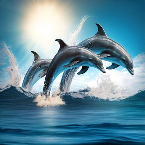 Delfine Diamond Painting Kits für Erwachsene,5D Meerestiere Diamond Painting Kits Round Full Drill DIY Diamond Painting Kits für Anfänger Diamond Art Kreuzstich Malerei Home Dekor Delfine Diamond Painting Kits für Erwachsene,5D Meerestiere Diamond Painting Kits Round Full Drill DIY Diamond Painting Kits für Anfänger Diamond Art Kreuzstich Malerei Home Dekor
