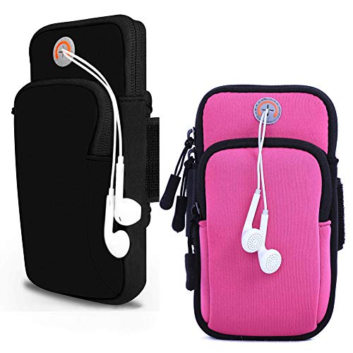 2PCS Brazalete Deportivo,Impermeable Teléfono Móvil Brazo Bolsa de Viaje Cartera Bolsa,para Deportes al Aire Libre/Correr/Fitness,para i Phone/Samsung/Moto/Huawei/Xiaomi/etc y hasta 6 Pulgadas