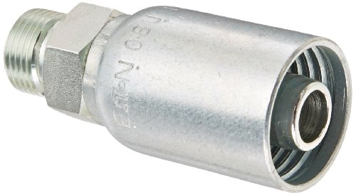 Image of EATON Weatherhead Coll-O-Crimp 08U-P56 British Standard Male Pipe Rigid Fitting, 60 Degree Cone, Low Carbon Steel, 1 /2 inch Hose ID, 3 /8 inch Pipe Size
