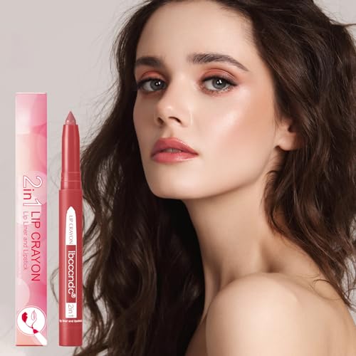 2-IN-1 Lip Liner Lipstick, Waterproof Creamy Lip Liner Long-lasting Lipstick, Matte Nude Lip Liners Lip Crayon Pen Built-in Sharpener, Non-fading Non-Stick Cup Lipsticks for Women - Image 7