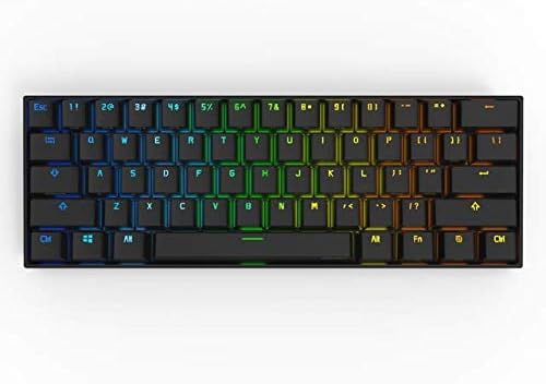 61Keys Mechanical Gaming Keyboard 60% True RGB Backlit - Wired/Wireless Bluetooth 5.0 PBT Type-c Up to 8 Hours Extended Battery Life, Full Keys Programmable (Gateron Brown, Black)