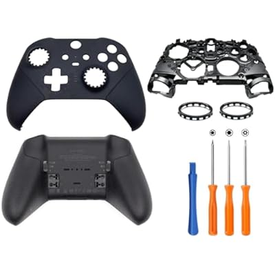 Hzxkqmil Front Back Shell Cover Replacement Housing Case Faceplate Accessories for Xbox Elite Controller Series 2, Included Middle Frame Joystick Rings, Black
