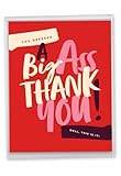 NobleWorks - Big Funny Thank You Paper Card 8.5 x 11 Inch with Envelope (1 Pack) Jumbo Big Ass Thank You J6399TYG