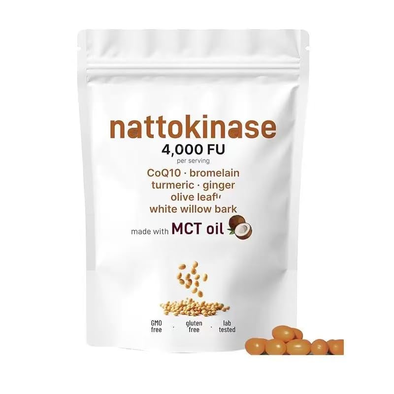 Nattokinase-Ergänzung unterstützt das kardiovaskuläre Wohlbefinden | Mit CoQ10, Bromelain, Kurkuma, Ingwer, Olivenblättern und gentechnikfreier weißer Weidenrinde