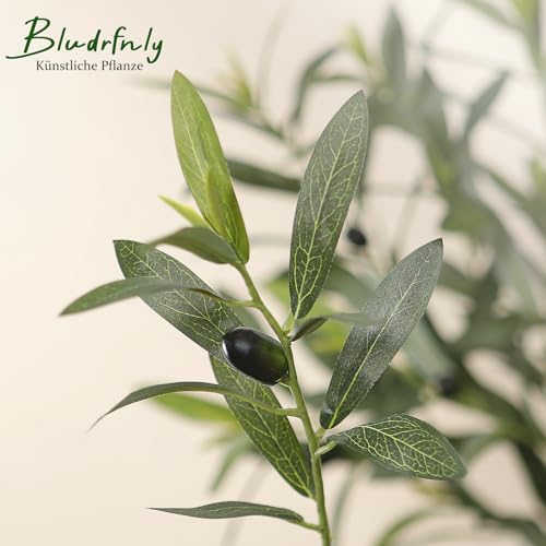 Bludrfnly Olivenbaum Künstlich 150cm - Kunstpflanzen Groß, Künstliche Pflanzen Deko, Kunstpflanze Olivenbaum im Topf für Zuhause, Wohnzimmer, Flur, Schlafzimmer, Büro, Einkaufszentrum
