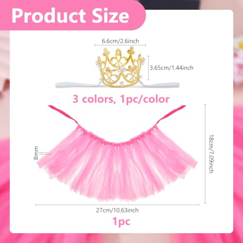 Set de ropa para mascotas con corona y tutú princesa miniatura 2