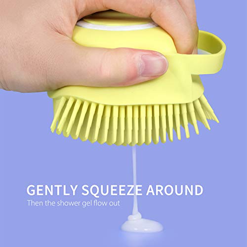 mewmewcat Escova de banho corporal com dispensador de xampu para mulheres. Cerdas de silicone macio,