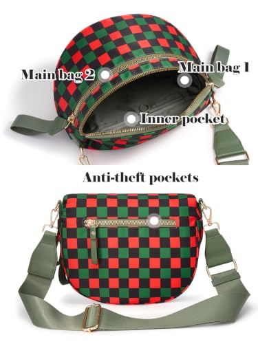 Image of Black and White Checkered Crossbody Bag Bum Bag for Women,Spacious Checkered Purse Fanny Packs Belt Bag