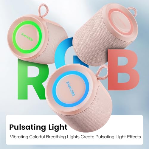 Image of Bluetooth Speaker Wireless,IP67 Waterproof & Dustproof Portable Speaker with Lights,15W Loud Stereo Sound, 2500mAh Battery All Day Playtime, TWS Pairing, BT5.3, Home /Party /Outdoor /Beach (Pink)