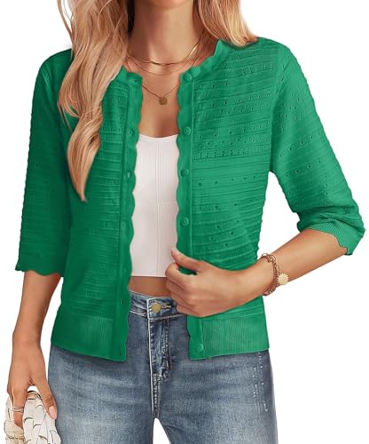 Image of GRACE KARIN Womens 3 /4 Sleeve Cardigan Sweater, Lightweight Cropped Cardigan Trendy, Dressy Casual Crochet Bolero Shrugs