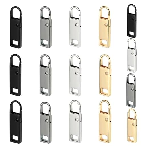 Urmspst Zipper Pull Replacement (2022 Upgraded), 16 Pcs Detachable Zipper Pull Tabs for Luggage Clothing Jackets Backpacks Boots Purse Coat(2Size, 4 Color Black, Silver, Gold, Brilliant Black)