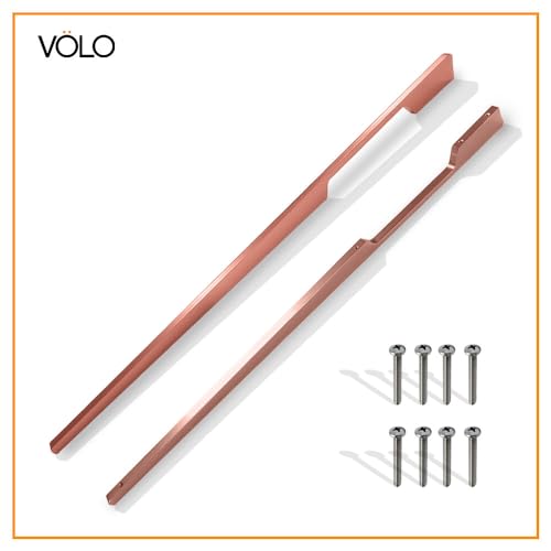 Image of VOLO Aluminium Wardrobe Handle - Elegant Pull Handle for Wardrobe Doors, Cabinet Doors, and Drawers in Kitchen, Office, and Bedroom (Pack of 2 Pieces) (SAC-40 Rose Gold 24 Inch (600mm))