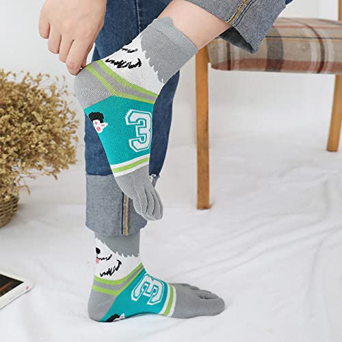 Image of CaiDieNu Women's Animal Toe Socks - Cotton Five Finger Colorful Funny Casual Crew Socks for Ladies