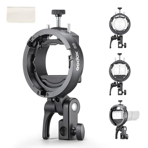 Godox S3 Bowens Mount Flash Bracket Compact & Lightweight with 90 Tilt Non-Slip Silicon Padding for Stable Setup for AD300/AD200/AD100 Outdoor Flash for V100/V1Pro/V1/V860III Speedlite
