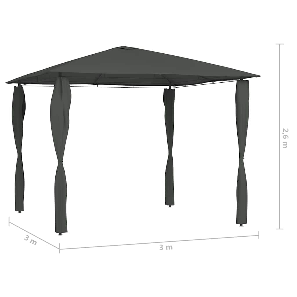Cenador de 3 x 3 x 2,6 m, color antracita con cubiertas de postes, estructura de acero, 160 g/m², carpa para jardín, fiesta, toldo para barbacoas, celebraciones, recepción, boda, terraza